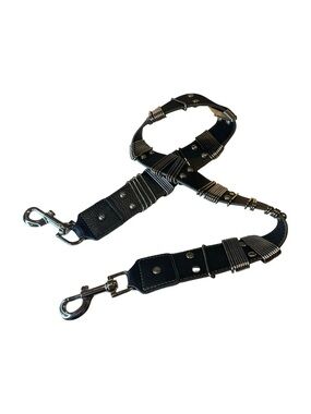 Multi-Functional Leather Strap with clasps | Gender neutral | black + silver